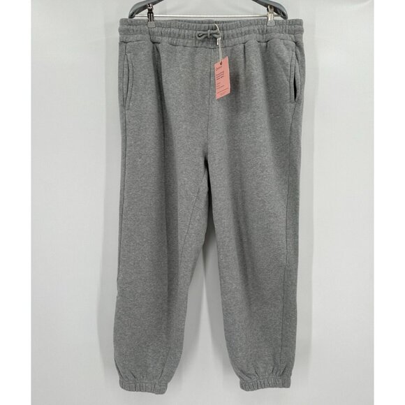 Quince Pants - Quince Gray Heavyweight Fleece Boyfriend Jogger Sweatpants sz M Organic Cotton